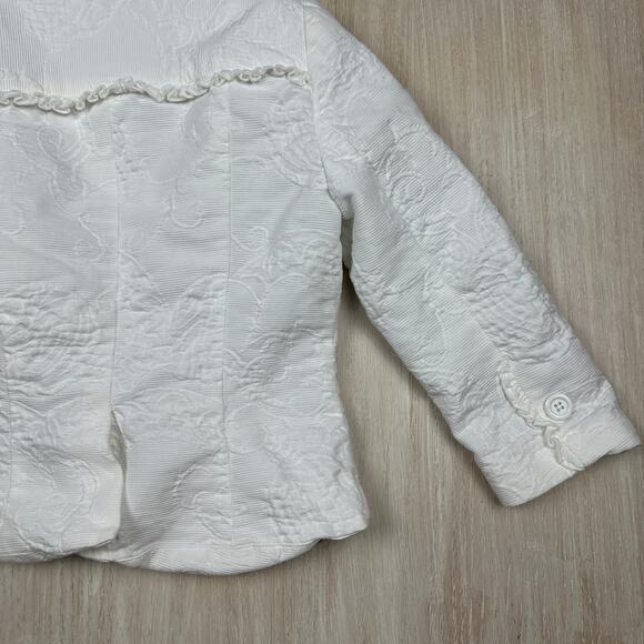 Beth Bowley White Feminine Floral Textured Office Singe Button Blazer Jacket 6 - Picture 12 of 15